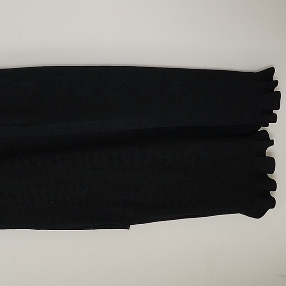 ALC Kellam Black Ribbed Cold Shoulder Ruffle Trim Stretch Knit Midi Dress Large - Picture 13 of 16